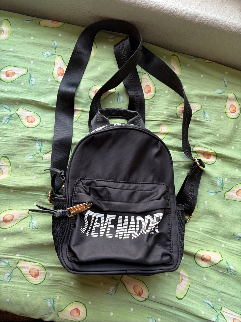 Steve Madden Black Mini Logo Backpack